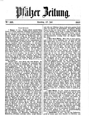 Pfälzer Zeitung Samstag 17. Juli 1852