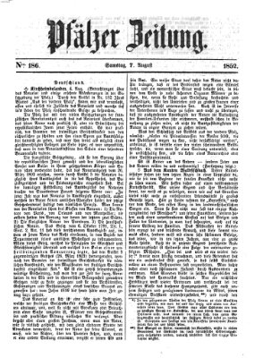 Pfälzer Zeitung Samstag 7. August 1852