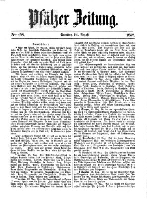 Pfälzer Zeitung Samstag 21. August 1852