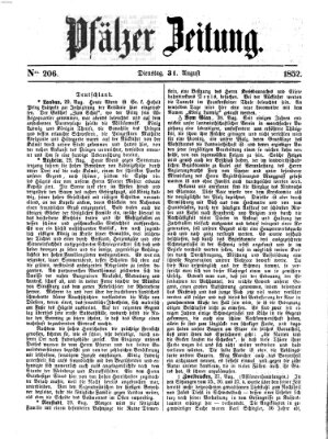 Pfälzer Zeitung Dienstag 31. August 1852