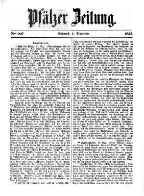 Pfälzer Zeitung Mittwoch 1. September 1852