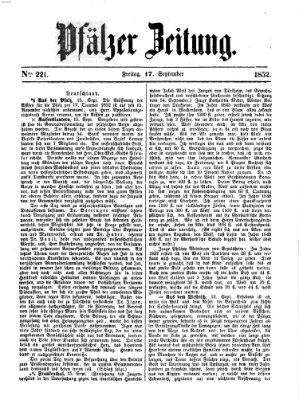 Pfälzer Zeitung Freitag 17. September 1852