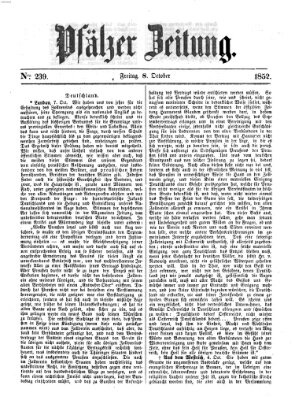 Pfälzer Zeitung Freitag 8. Oktober 1852