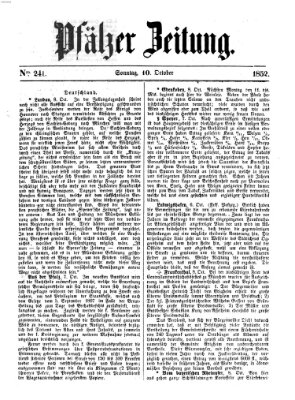 Pfälzer Zeitung Sonntag 10. Oktober 1852