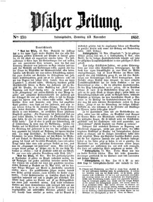 Pfälzer Zeitung Samstag 13. November 1852
