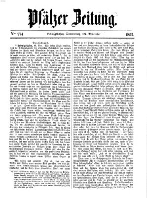 Pfälzer Zeitung Donnerstag 18. November 1852