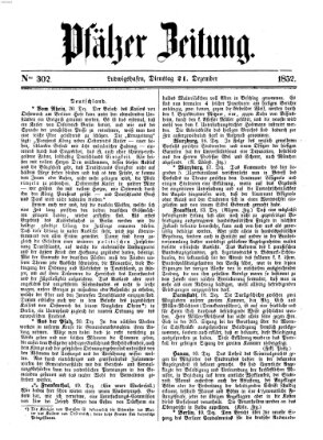 Pfälzer Zeitung Dienstag 21. Dezember 1852