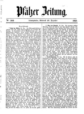 Pfälzer Zeitung Mittwoch 29. Dezember 1852