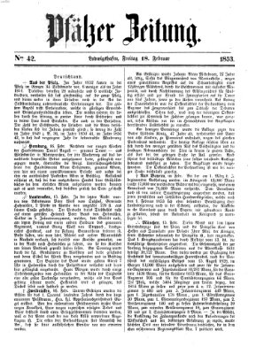 Pfälzer Zeitung Freitag 18. Februar 1853