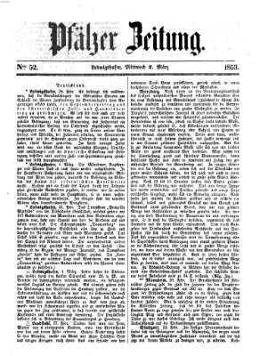 Pfälzer Zeitung Mittwoch 2. März 1853