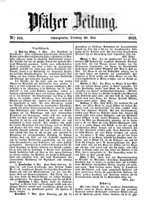 Pfälzer Zeitung Dienstag 10. Mai 1853