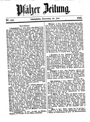 Pfälzer Zeitung Donnerstag 16. Juni 1853