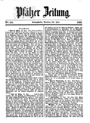 Pfälzer Zeitung Dienstag 28. Juni 1853