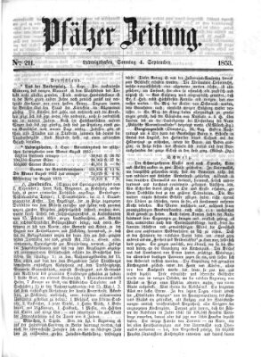 Pfälzer Zeitung Sonntag 4. September 1853