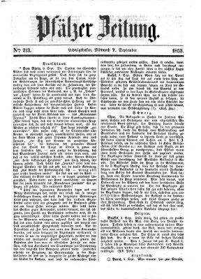 Pfälzer Zeitung Mittwoch 7. September 1853