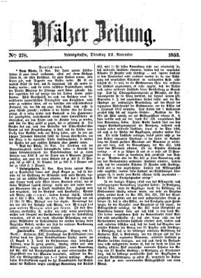 Pfälzer Zeitung Dienstag 22. November 1853