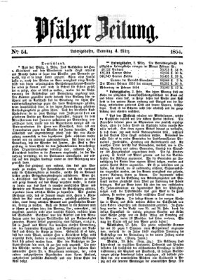 Pfälzer Zeitung Samstag 4. März 1854