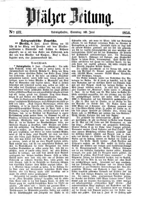 Pfälzer Zeitung Samstag 10. Juni 1854