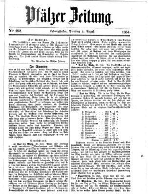 Pfälzer Zeitung Dienstag 1. August 1854