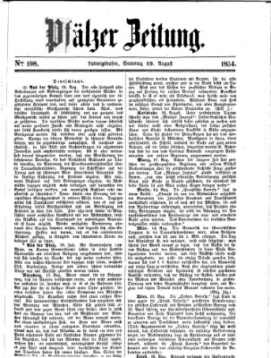 Pfälzer Zeitung Samstag 19. August 1854
