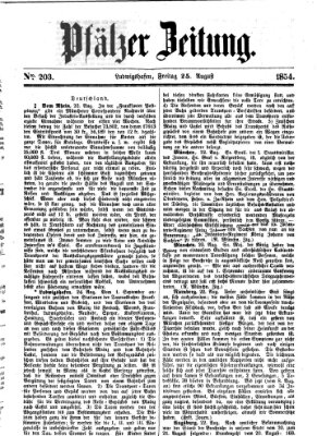 Pfälzer Zeitung Freitag 25. August 1854