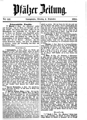 Pfälzer Zeitung Dienstag 5. September 1854