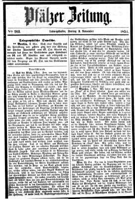 Pfälzer Zeitung Freitag 3. November 1854