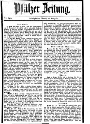 Pfälzer Zeitung Montag 6. November 1854