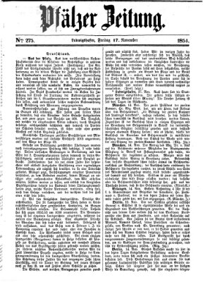 Pfälzer Zeitung Freitag 17. November 1854