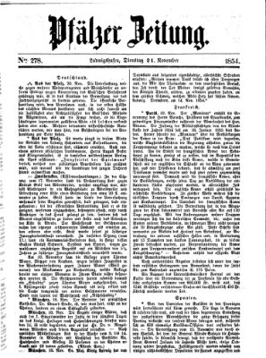Pfälzer Zeitung Dienstag 21. November 1854
