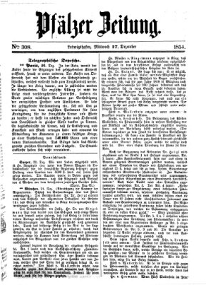 Pfälzer Zeitung Mittwoch 27. Dezember 1854