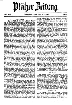 Pfälzer Zeitung Donnerstag 6. September 1855