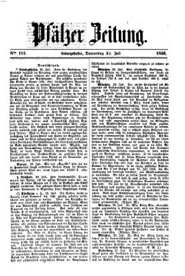 Pfälzer Zeitung Donnerstag 31. Juli 1856