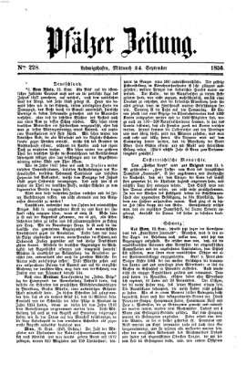 Pfälzer Zeitung Mittwoch 24. September 1856