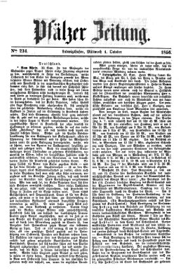 Pfälzer Zeitung Mittwoch 1. Oktober 1856