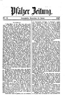 Pfälzer Zeitung Donnerstag 15. Januar 1857