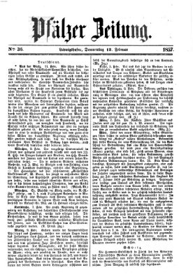 Pfälzer Zeitung Donnerstag 12. Februar 1857