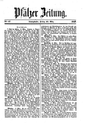 Pfälzer Zeitung Freitag 20. März 1857