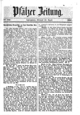 Pfälzer Zeitung Mittwoch 19. August 1857