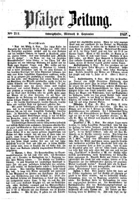 Pfälzer Zeitung Mittwoch 9. September 1857