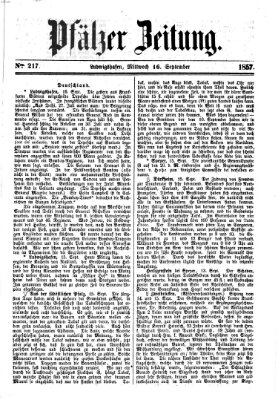 Pfälzer Zeitung Mittwoch 16. September 1857