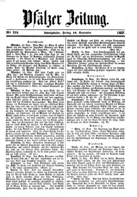 Pfälzer Zeitung Freitag 18. September 1857