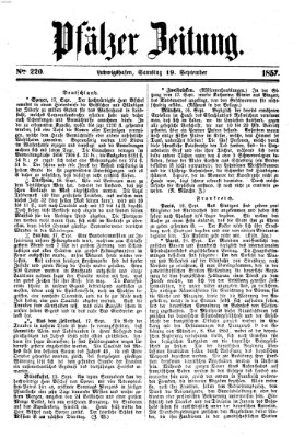 Pfälzer Zeitung Samstag 19. September 1857