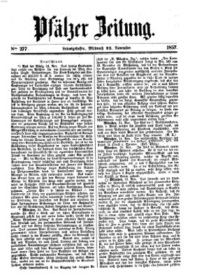 Pfälzer Zeitung Mittwoch 25. November 1857