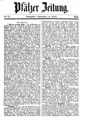 Pfälzer Zeitung Donnerstag 14. Januar 1858