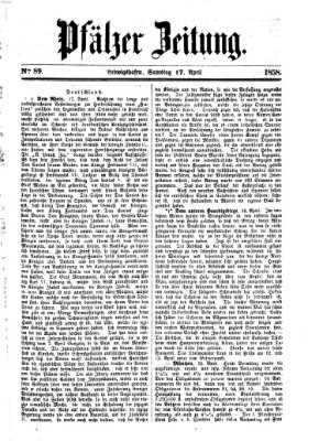 Pfälzer Zeitung Samstag 17. April 1858