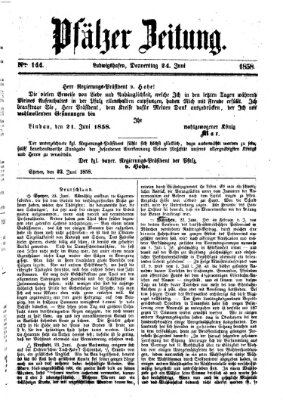 Pfälzer Zeitung Donnerstag 24. Juni 1858