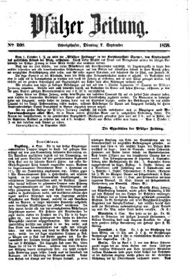 Pfälzer Zeitung Dienstag 7. September 1858
