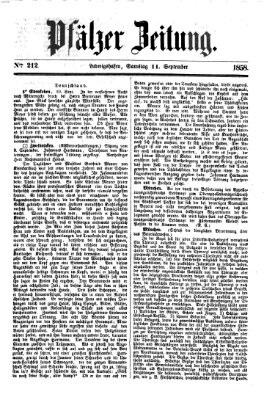 Pfälzer Zeitung Samstag 11. September 1858