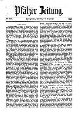 Pfälzer Zeitung Dienstag 28. September 1858